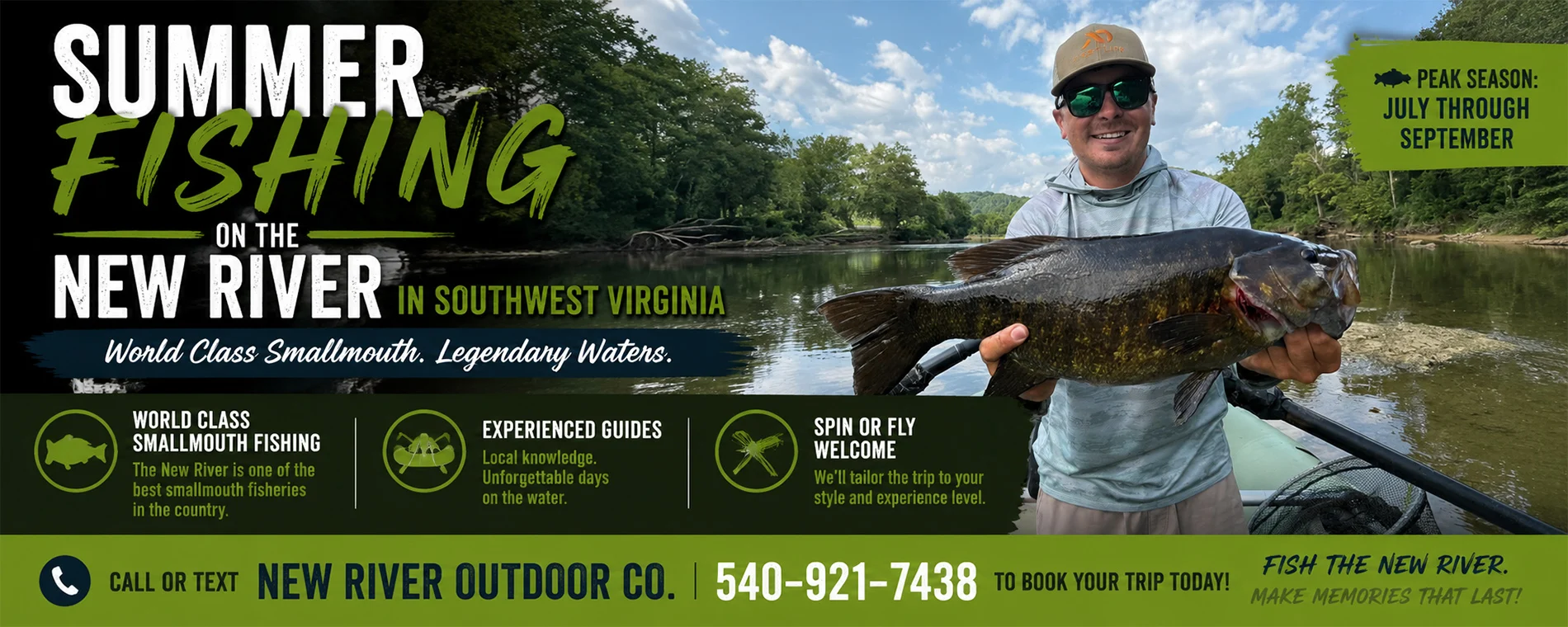 New River Smallmouth Bass Guided Fishing Trips